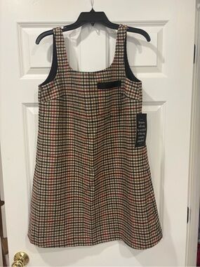 Tuckernuck Plaid A-Line Mini Dress in Tan, Green, Black & Red